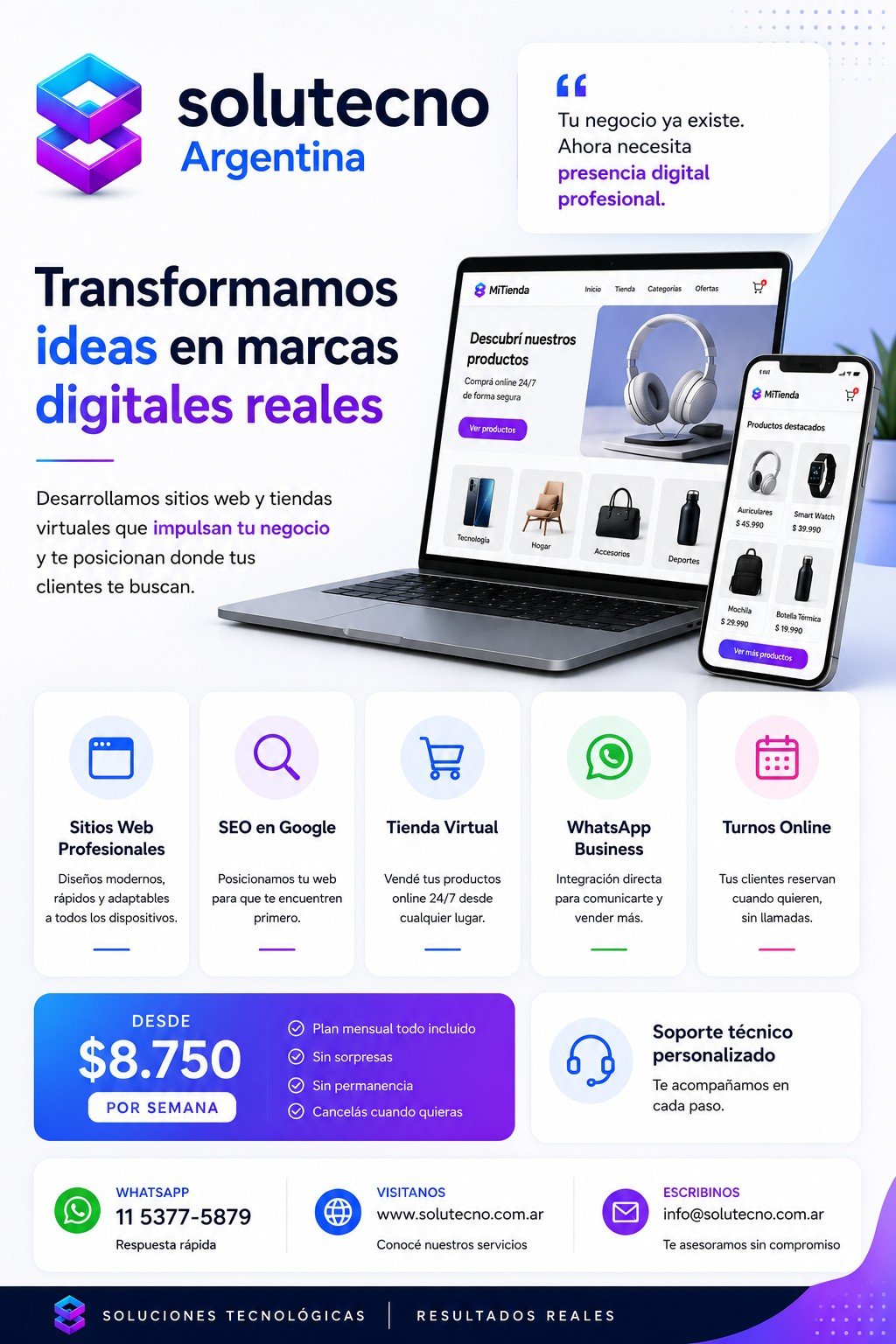 Solutecno Argentina tienda virtual y presencia digital profesional